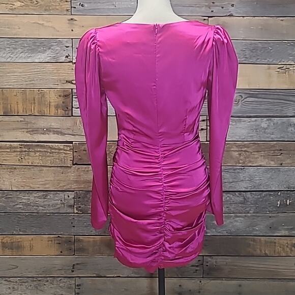 Do+Be Dress Puff Sleeved Sweetheart Mini Rouched Orchid Purple Pink Small - Picture 7 of 9